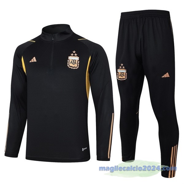 Set Completo Felpa Allenamento Argentina 2023 Nero II Giallo Poco Prezzo