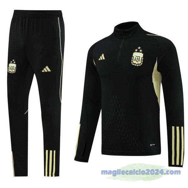 Set Completo Felpa Allenamento Argentina 2023 Nero I Giallo Poco Prezzo