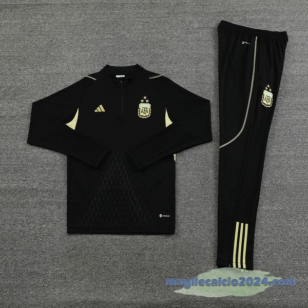 Set Completo Felpa Allenamento Argentina 2023 Nero I Giallo Poco Prezzo