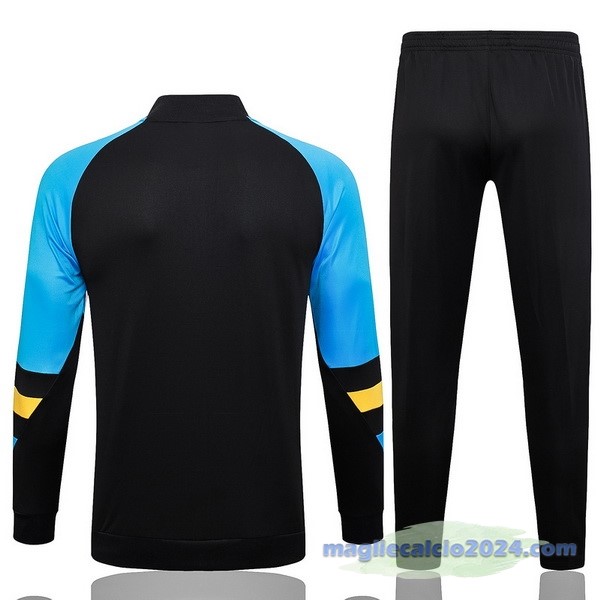 Set Completo Felpa Allenamento Bayern Múnich 2023 2024 Nero Blu Giallo Poco Prezzo