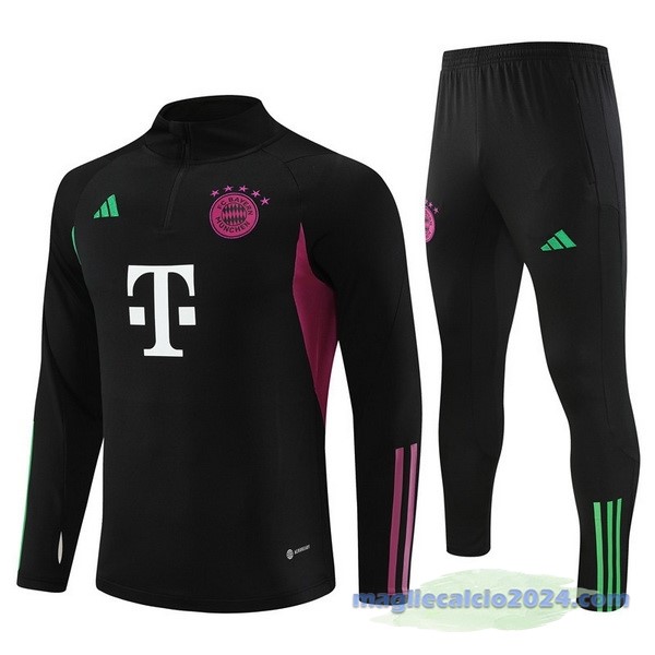 Set Completo Felpa Allenamento Bayern Múnich 2023 2024 Nero Purpureo Bianco Poco Prezzo