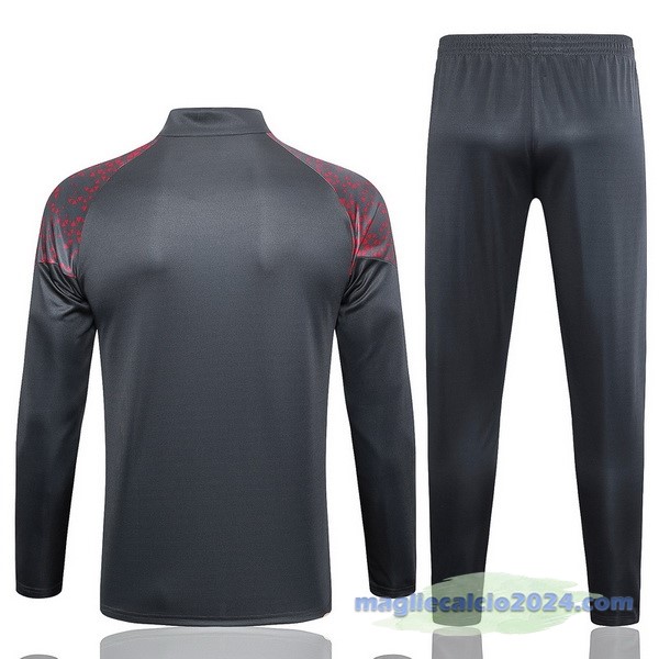 Set Completo Felpa Allenamento Manchester City 2023 2024 Grigio Rosso Poco Prezzo