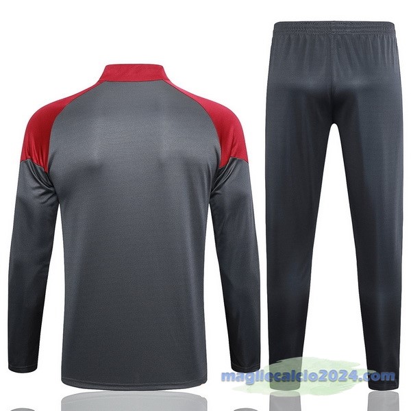 Set Completo Felpa Allenamento Manchester City 2023 2024 Rosso Grigio Poco Prezzo