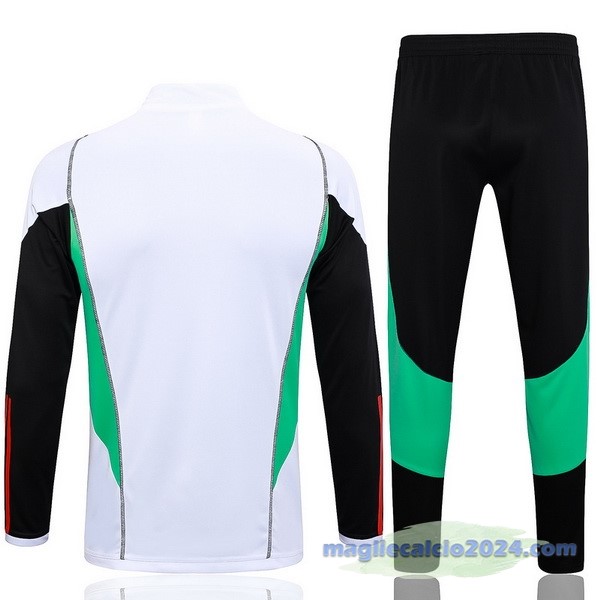 Set Completo Felpa Allenamento Manchester United 2023 2024 Bianco Nero Verde Poco Prezzo