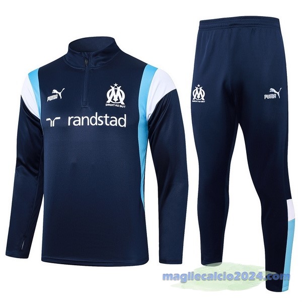 Set Completo Felpa Allenamento Marsella 2023 2024 Blu II Bianco Poco Prezzo