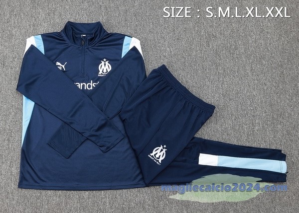 Set Completo Felpa Allenamento Marsella 2023 2024 Blu II Bianco Poco Prezzo