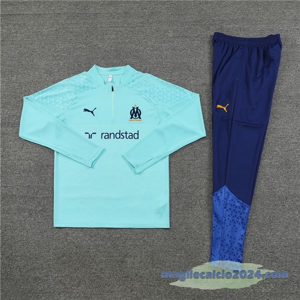 Set Completo Felpa Allenamento Marsella 2023 2024 Blu I Verde Poco Prezzo