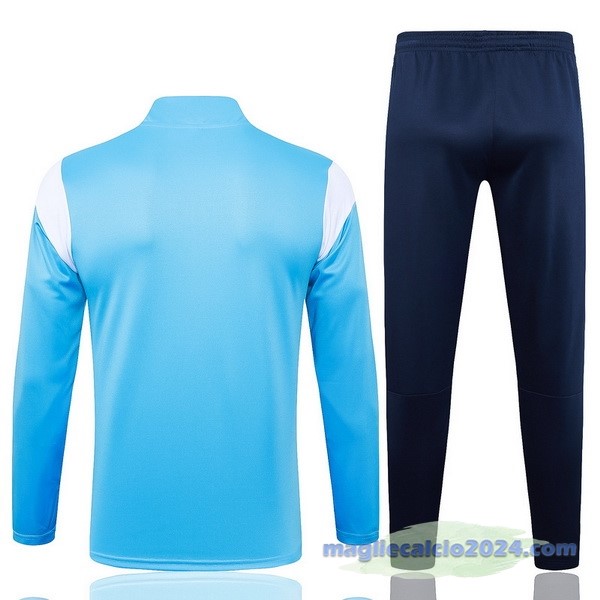Set Completo Felpa Allenamento Marsella 2023 2024 Blu Luce Bianco Poco Prezzo