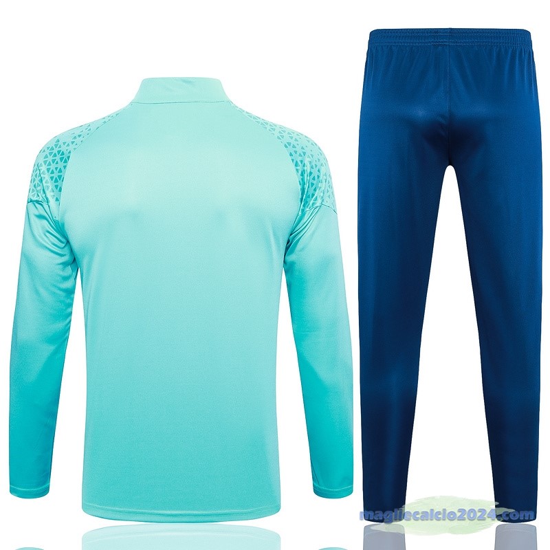 Set Completo Felpa Allenamento Marsella 2023 2024 Blu Verde Poco Prezzo