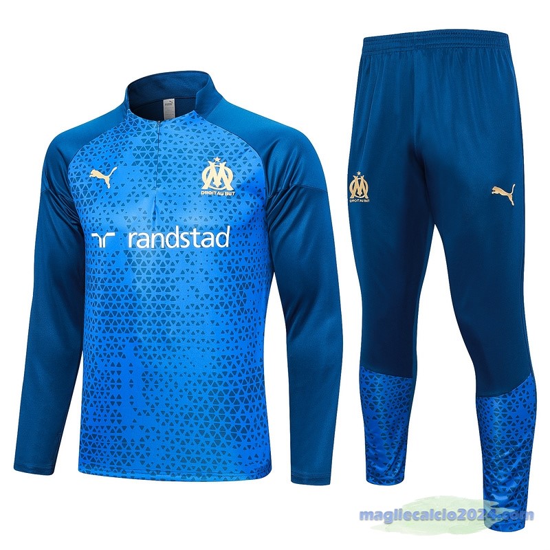 Set Completo Felpa Allenamento Marsella 2023 2024 II Blu Poco Prezzo