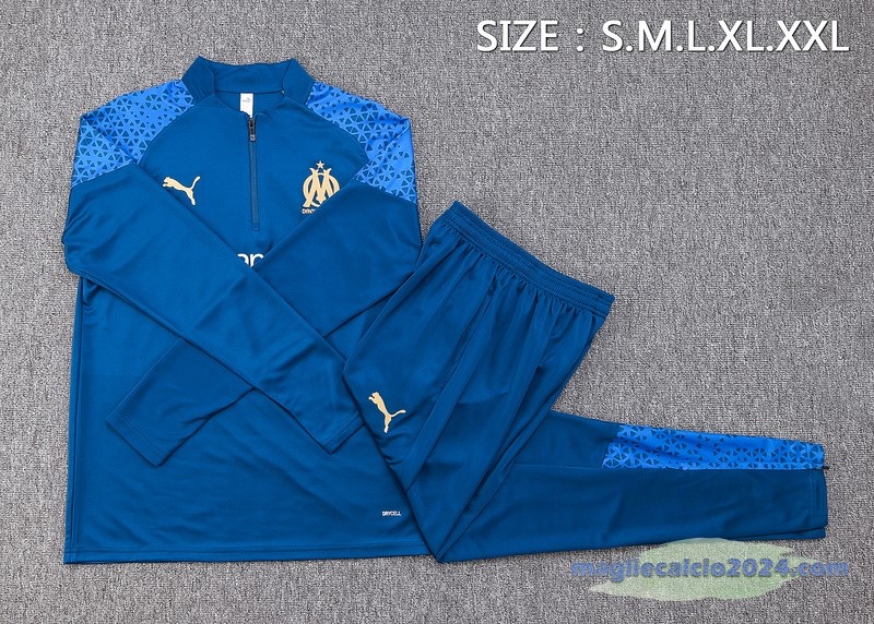 Set Completo Felpa Allenamento Marsella 2023 2024 I Blu Poco Prezzo