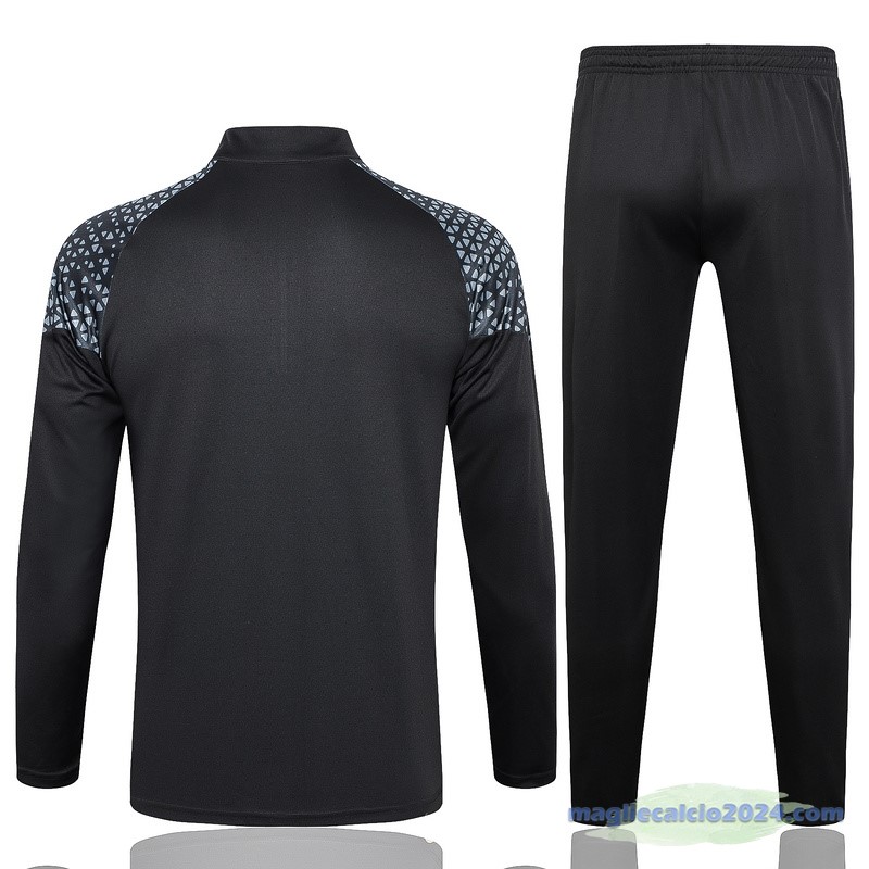 Set Completo Felpa Allenamento Marsella 2023 2024 Nero I Grigio Poco Prezzo