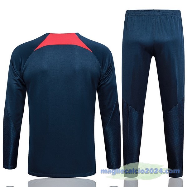Set Completo Felpa Allenamento Paris Saint Germain 2023 2024 Blu I Navy Rosso Poco Prezzo