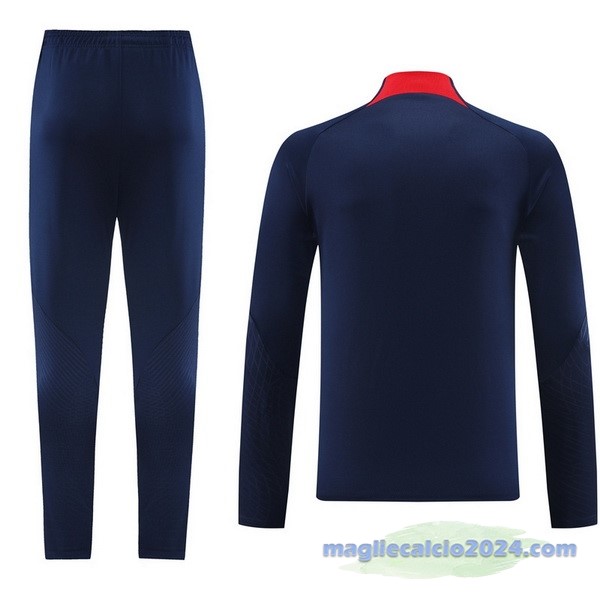 Set Completo Felpa Allenamento Paris Saint Germain 2023 2024 Blu Navy II Rosso Poco Prezzo