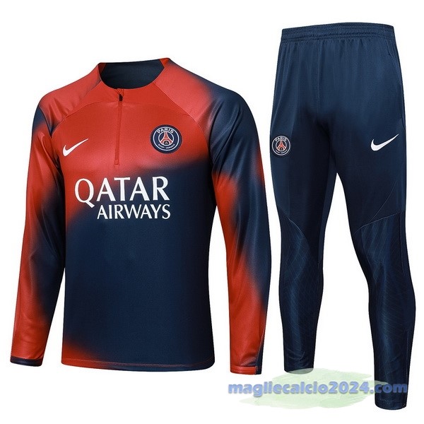 Set Completo Felpa Allenamento Paris Saint Germain 2023 2024 Blu Navy I Rosso Poco Prezzo