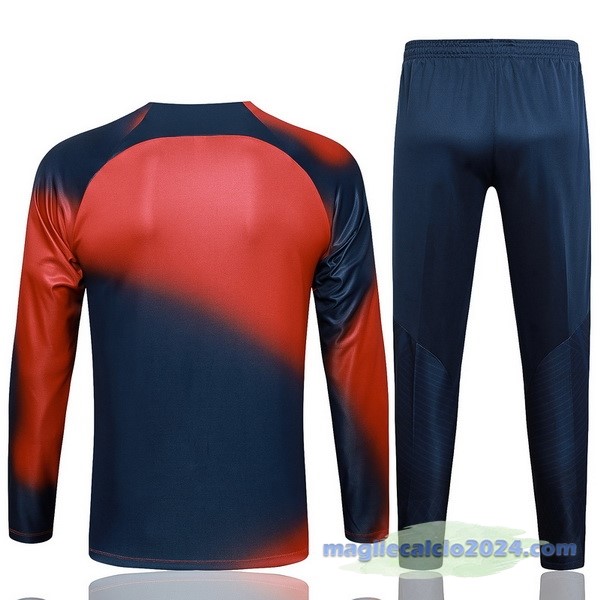 Set Completo Felpa Allenamento Paris Saint Germain 2023 2024 Blu Navy I Rosso Poco Prezzo