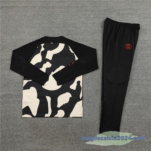 Set Completo Felpa Allenamento Paris Saint Germain 2023 2024 Giallo Nero Arancione Poco Prezzo