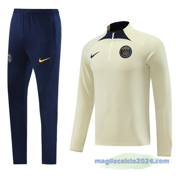 Set Completo Felpa Allenamento Paris Saint Germain 2023 2024 Giallo Nero Blu Poco Prezzo