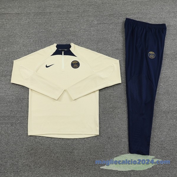 Set Completo Felpa Allenamento Paris Saint Germain 2023 2024 Giallo Nero Blu Poco Prezzo