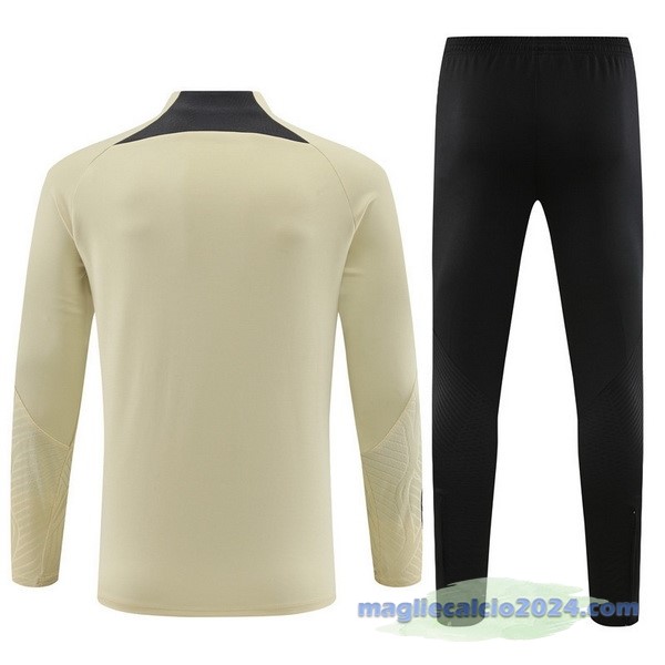Set Completo Felpa Allenamento Paris Saint Germain 2023 2024 Giallo Nero Poco Prezzo