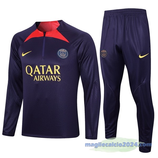 Set Completo Felpa Allenamento Paris Saint Germain 2023 2024 Purpureo II Rosso Poco Prezzo