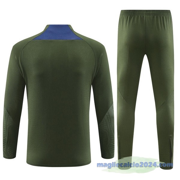 Set Completo Felpa Allenamento Paris Saint Germain 2023 2024 Verde Poco Prezzo