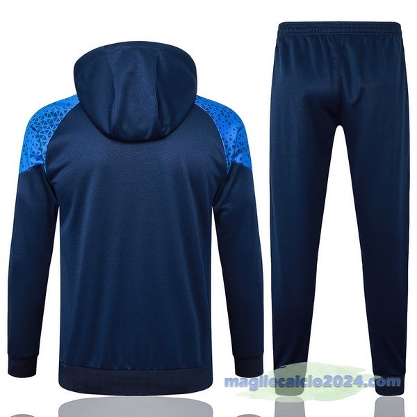 Set Completo Felpa Cappuccio Marsella 2023 2024 Blu I Navy Poco Prezzo
