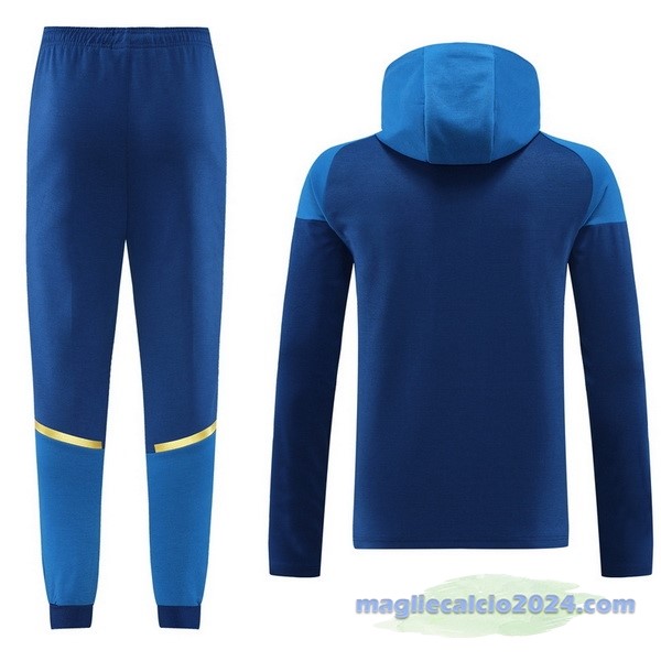 Set Completo Felpa Cappuccio Marsella 2023 2024 Blu Navy Poco Prezzo