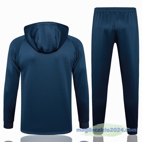 Set Completo Felpa Cappuccio Paris Saint Germain 2023 2024 Blu II Navy Poco Prezzo