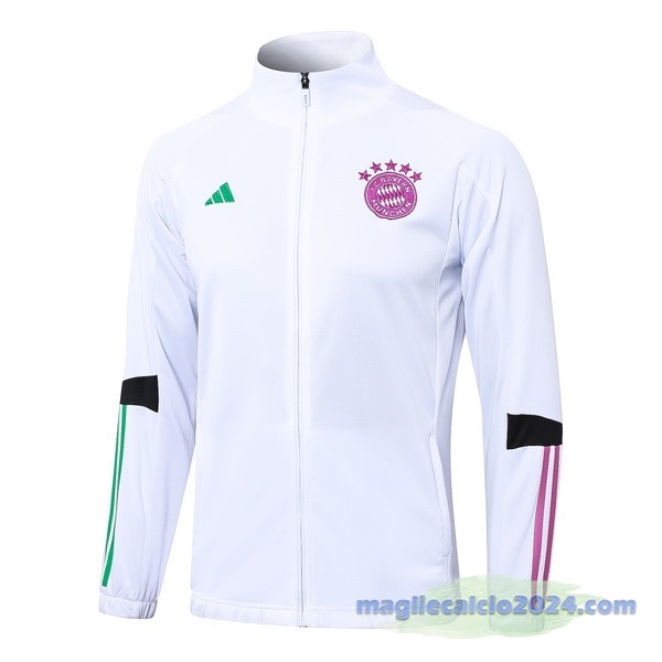 Set Completo Lunga Zip Giacca Bayern Múnich 2023 2024 Bianco Purpureo Poco Prezzo