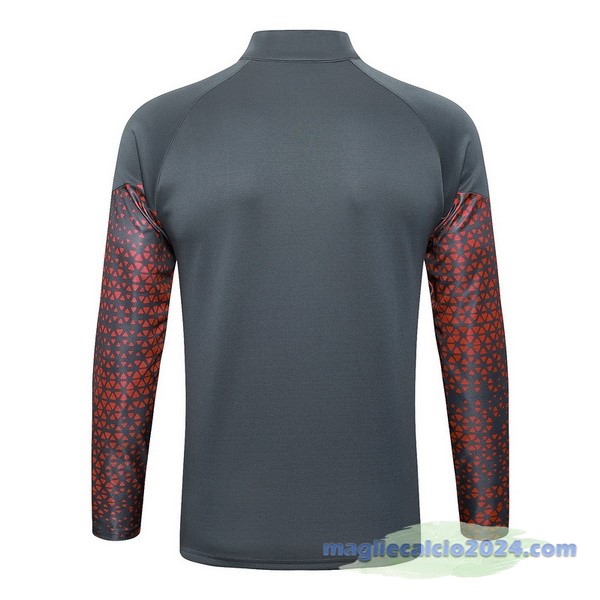 Set Completo Lunga Zip Giacca Manchester City 2023 2024 Grigio Rosso Poco Prezzo