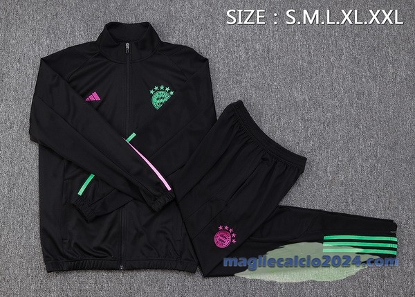 Set Completo Set Completo Lunga Zip Giacca Bayern Múnich 2023 2024 Nero Purpureo Poco Prezzo