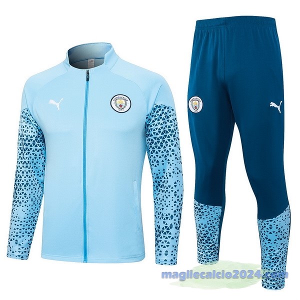 Set Completo Set Completo Lunga Zip Giacca Manchester City 2023 2024 Blu Poco Prezzo