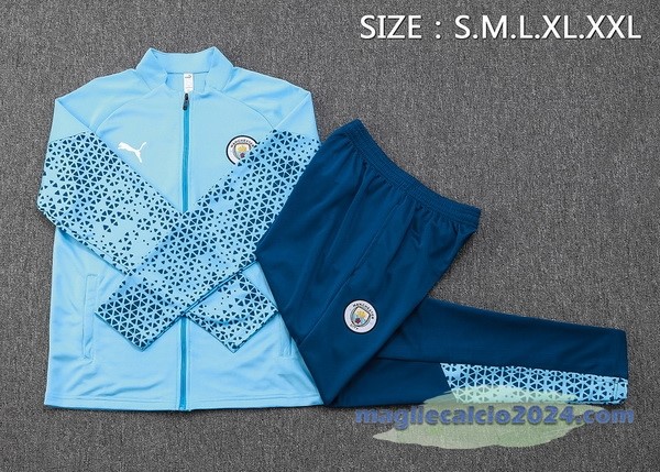 Set Completo Set Completo Lunga Zip Giacca Manchester City 2023 2024 Blu Poco Prezzo