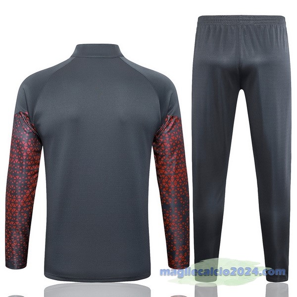 Set Completo Set Completo Lunga Zip Giacca Manchester City 2023 2024 Grigio Rosso Poco Prezzo