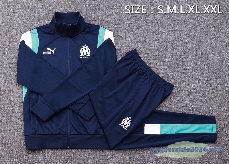Set Completo Set Completo Lunga Zip Giacca Marsella 2023 2024 Blu Navy Bianco Poco Prezzo