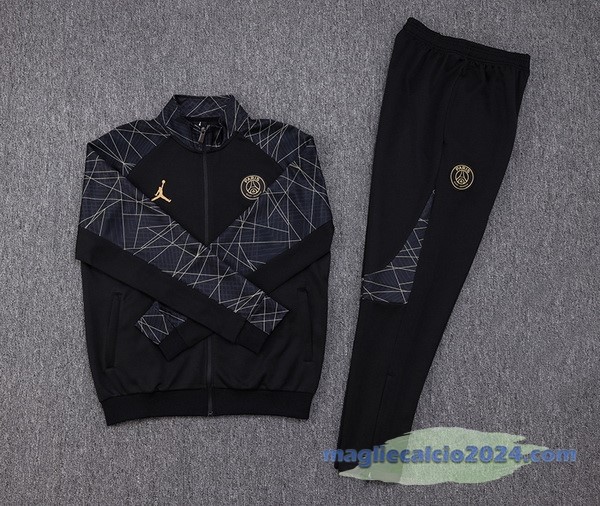 Set Completo Set Completo Lunga Zip Giacca Paris Saint Germain 2023 2024 Nero Grigio Poco Prezzo