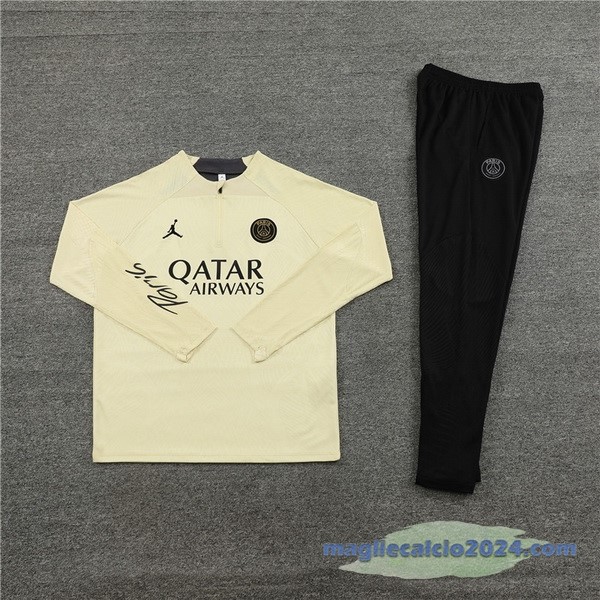 Set Completo Sudadera Giocatori Entrenamiento Paris Saint Germain 2023 2024 Giallo Nero Poco Prezzo