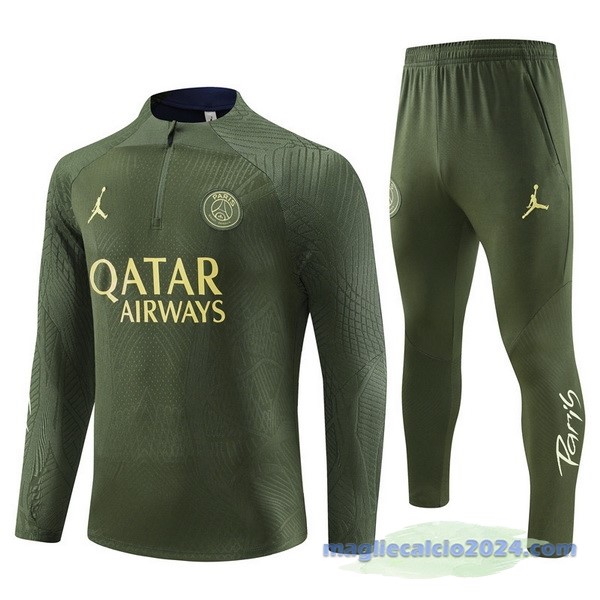 Set Completo Sudadera Giocatori Entrenamiento Paris Saint Germain 2023 2024 Verde Poco Prezzo