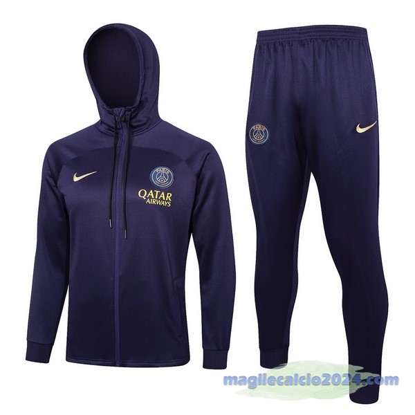 Set Completo Felpa Cappuccio Paris Saint Germain 2023 2024 Purpureo Poco Prezzo