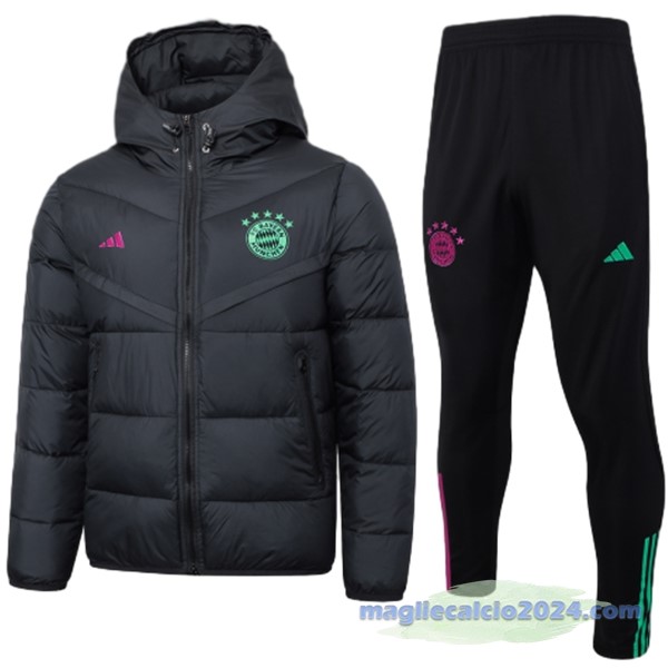 Set Completo Giacca in Cotone Bayern Múnich 2023 2024 Nero Poco Prezzo