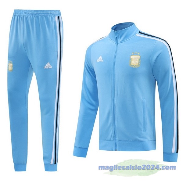 Set Completo Ropa Deportiva Con Cremallera Larga Argentina 2024 Blu Poco Prezzo