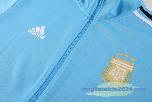 Set Completo Ropa Deportiva Con Cremallera Larga Argentina 2024 Blu Poco Prezzo
