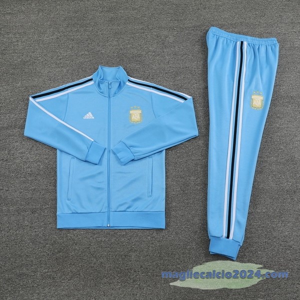 Set Completo Ropa Deportiva Con Cremallera Larga Argentina 2024 Blu Poco Prezzo