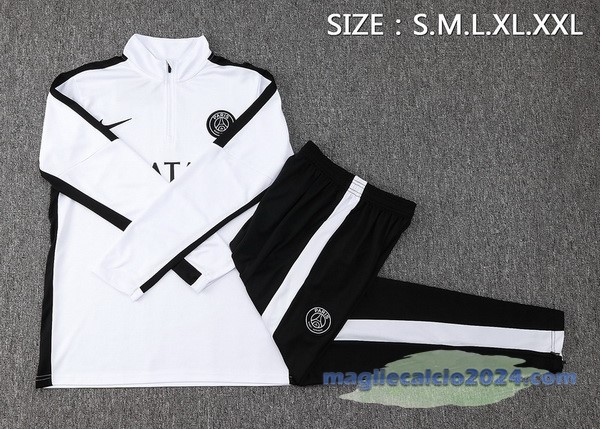 Set Completo Sudadera Entrenamiento Paris Saint Germain 2023 2024 Bianco Nero Poco Prezzo