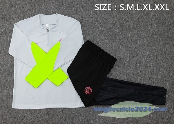 Set Completo Sudadera Entrenamiento Paris Saint Germain 2023 2024 Grigio Verde Nero Poco Prezzo