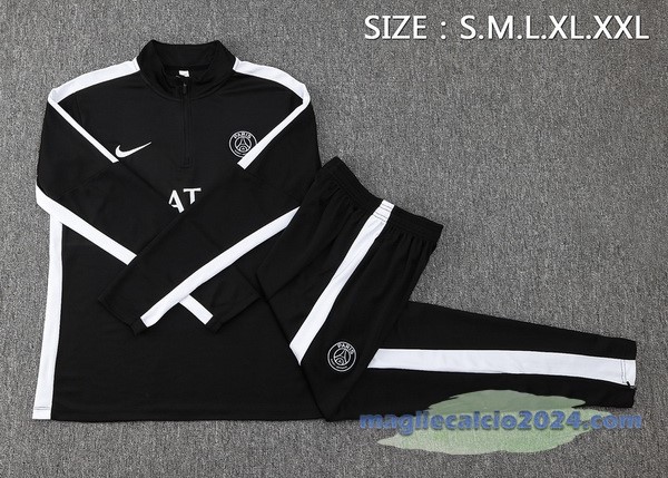 Set Completo Sudadera Entrenamiento Paris Saint Germain 2023 2024 Nero Bianco Poco Prezzo