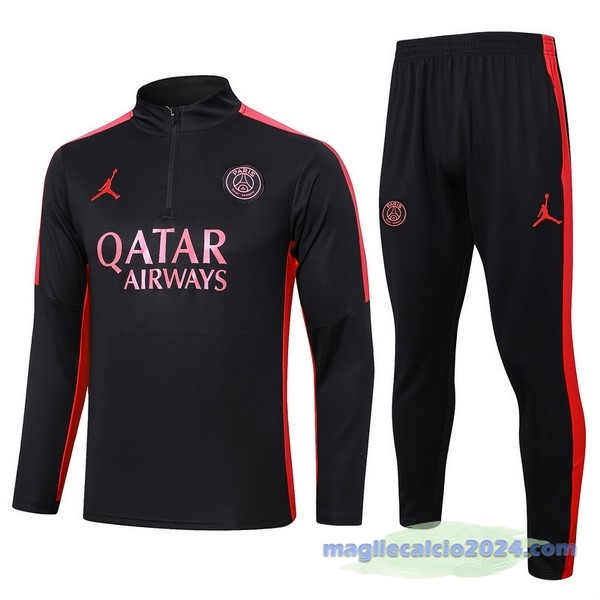Set Completo Sudadera Entrenamiento Paris Saint Germain 2023 2024 Rosso II Nero Poco Prezzo