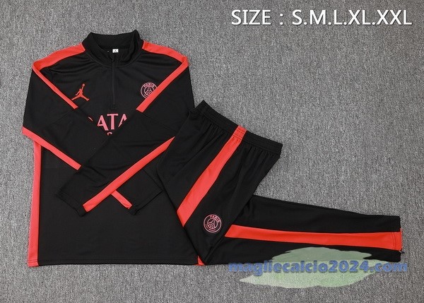 Set Completo Sudadera Entrenamiento Paris Saint Germain 2023 2024 Rosso II Nero Poco Prezzo