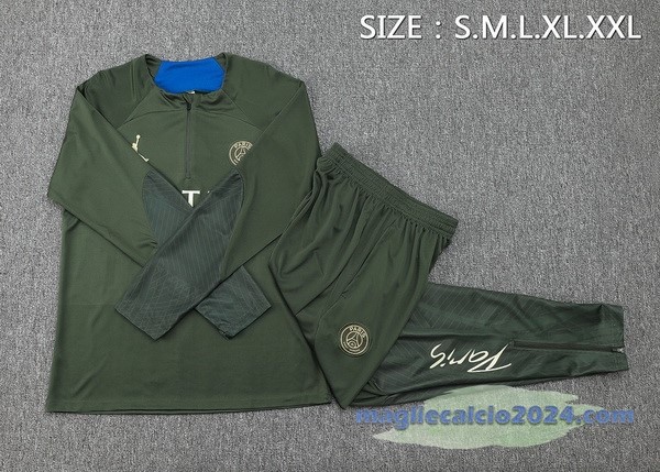 Set Completo Sudadera Entrenamiento Paris Saint Germain 2023 2024 Verde Poco Prezzo